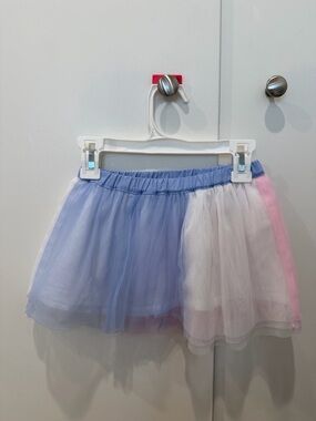 Girls Pastel Tulle Skirt - Blue, White & Pink